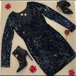 Black- sequined red dress